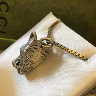Gucci Antler Forest Engraved Silver and Gold Necklace