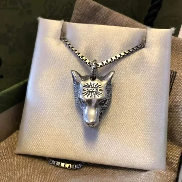 Gucci Antler Forest Engraved Silver and Gold Necklace 2