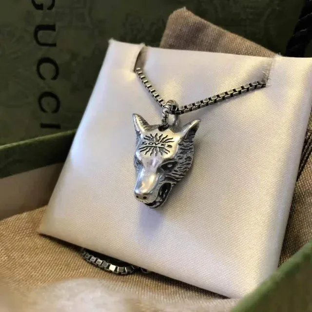 Gucci Antler Forest Engraved Silver and Gold Necklace 3