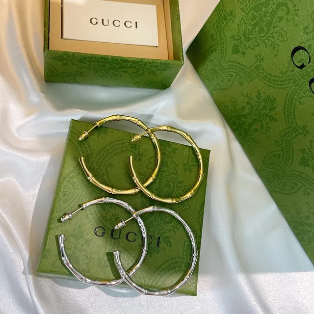 Gucci Bamboo Hoop Gold Silver Earrings 4