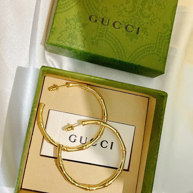 Gucci Bamboo Hoop Gold Silver Earrings 5