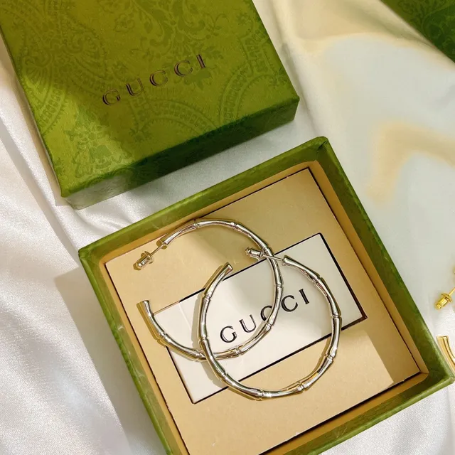 Gucci Bamboo Hoop Gold Silver Earrings 7