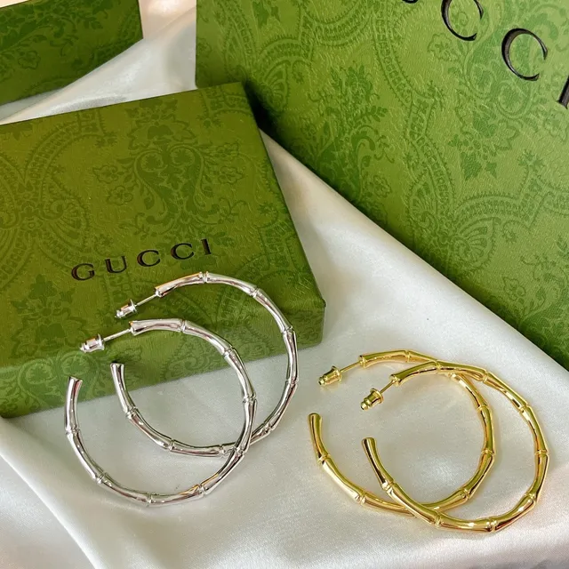 Gucci Bamboo Hoop Gold Silver Earrings 9