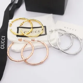 Gucci Bamboo Hoop Gold Silver Segmented Large Earrings