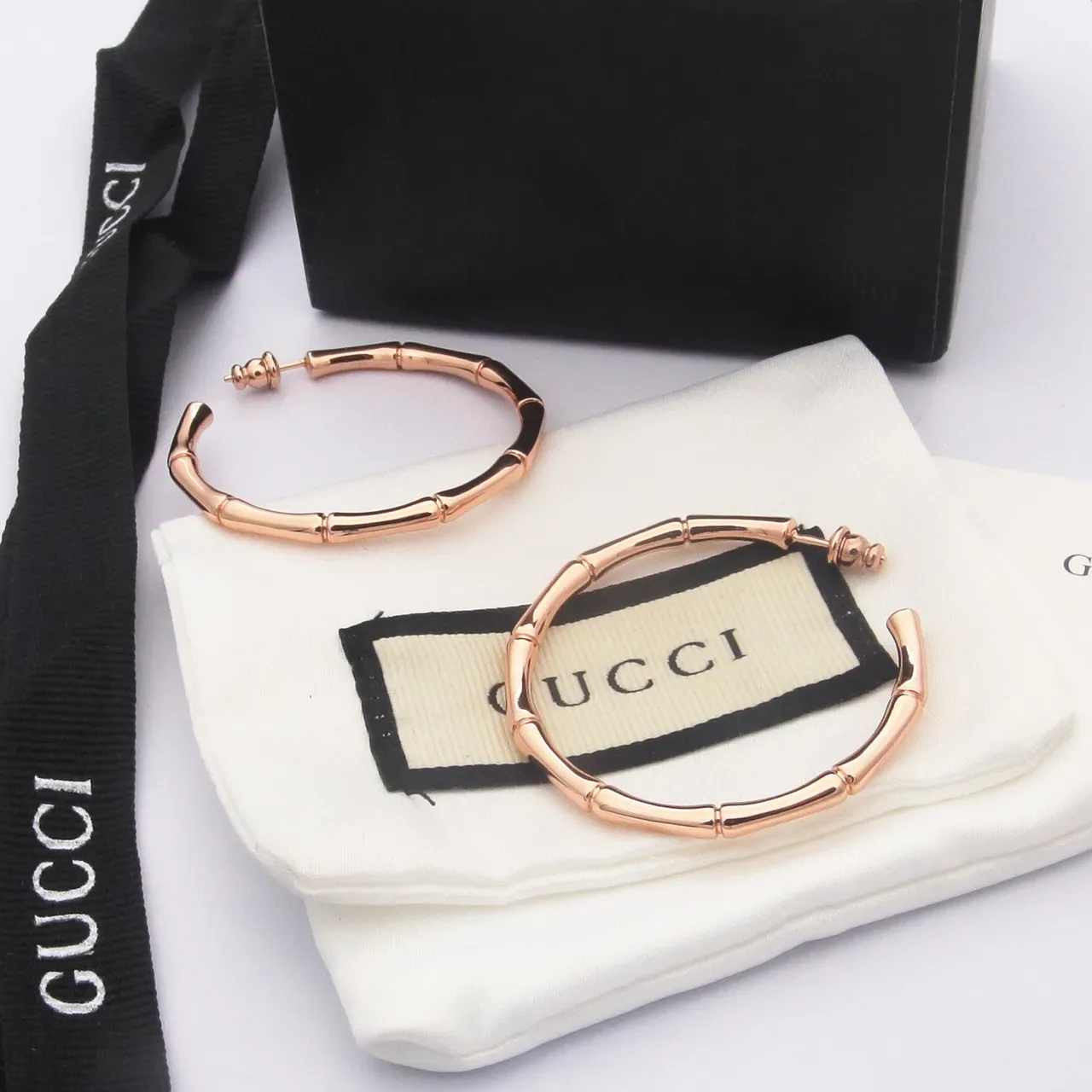Gucci Bamboo Hoop Gold Silver Segmented Large Earrings 5