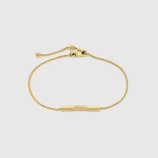 Gucci Pulsera de barra tono dorado cadena de caja pulsera