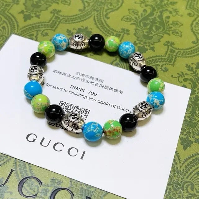 Gucci Beaded Multicolor Logo Spacer Bracelet 6