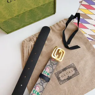 Gucci মৌমাছির মোটিফ GG বেল্ট ভূরা কালো মোনোগ্রাম ক্যানভাস ইমব্রয়ডারি চামড়ার বেল্ট
