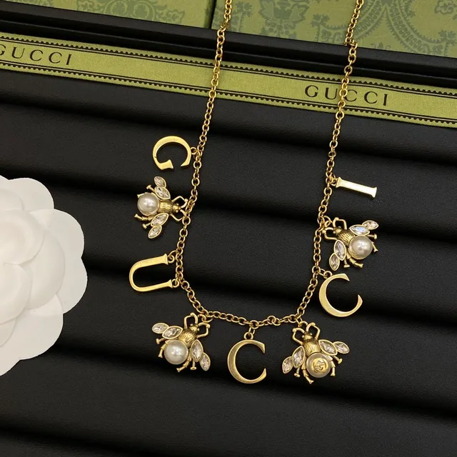 Gucci Bee Motif Gold-Tone Letter Charm Bracelet 6