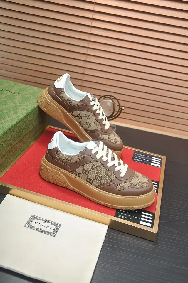 Gucci Beige Brown Monogram Canvas Leather Overlays Lifestyle Sneakers 6