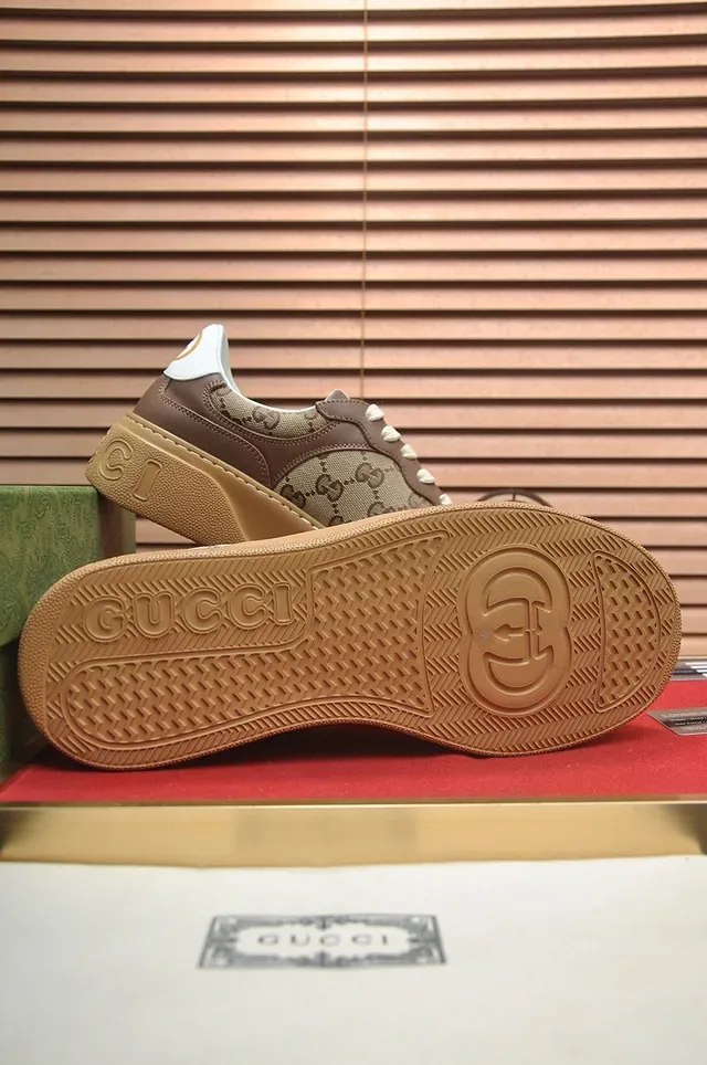 Gucci Beige Brown Monogram Canvas Leather Overlays Lifestyle Sneakers 7