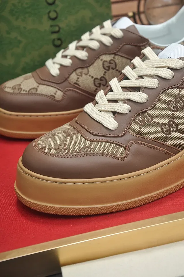 Gucci Beige Brown Monogram Canvas Leather Overlays Lifestyle Sneakers 8