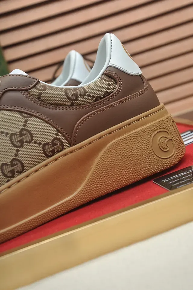 Gucci Beige Brown Monogram Canvas Leather Overlays Lifestyle Sneakers 9