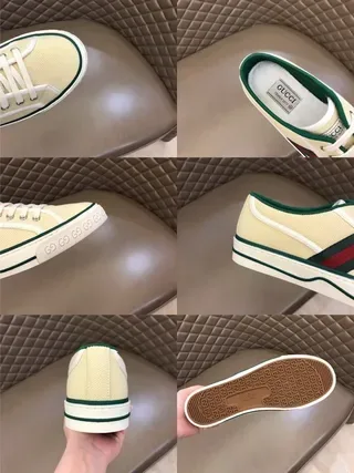 Gucci Beige Green Canvas Upper Web Stripe Lifestyle Sneakers 3