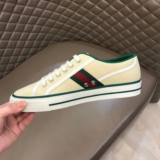 Gucci Beige Green Canvas Upper Web Stripe Lifestyle Sneakers 4