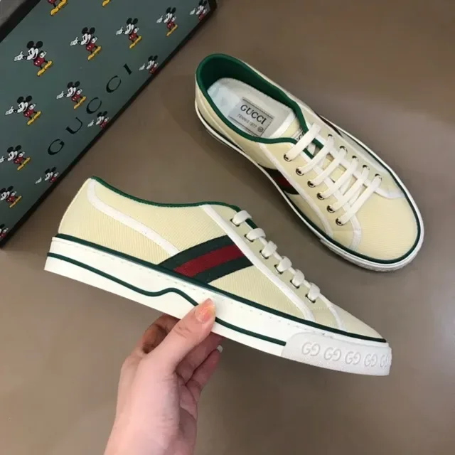 Gucci Beige Green Canvas Upper Web Stripe Lifestyle Sneakers 5