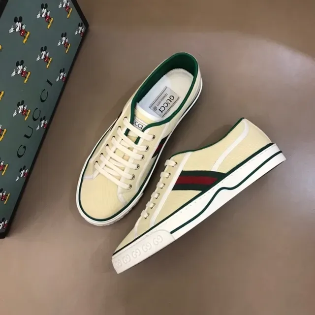 Gucci Beige Green Canvas Upper Web Stripe Lifestyle Sneakers 6