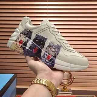 Gucci Beige Multicolor Chunky Sole Tiger Print Panel Lifestyle Sneakers