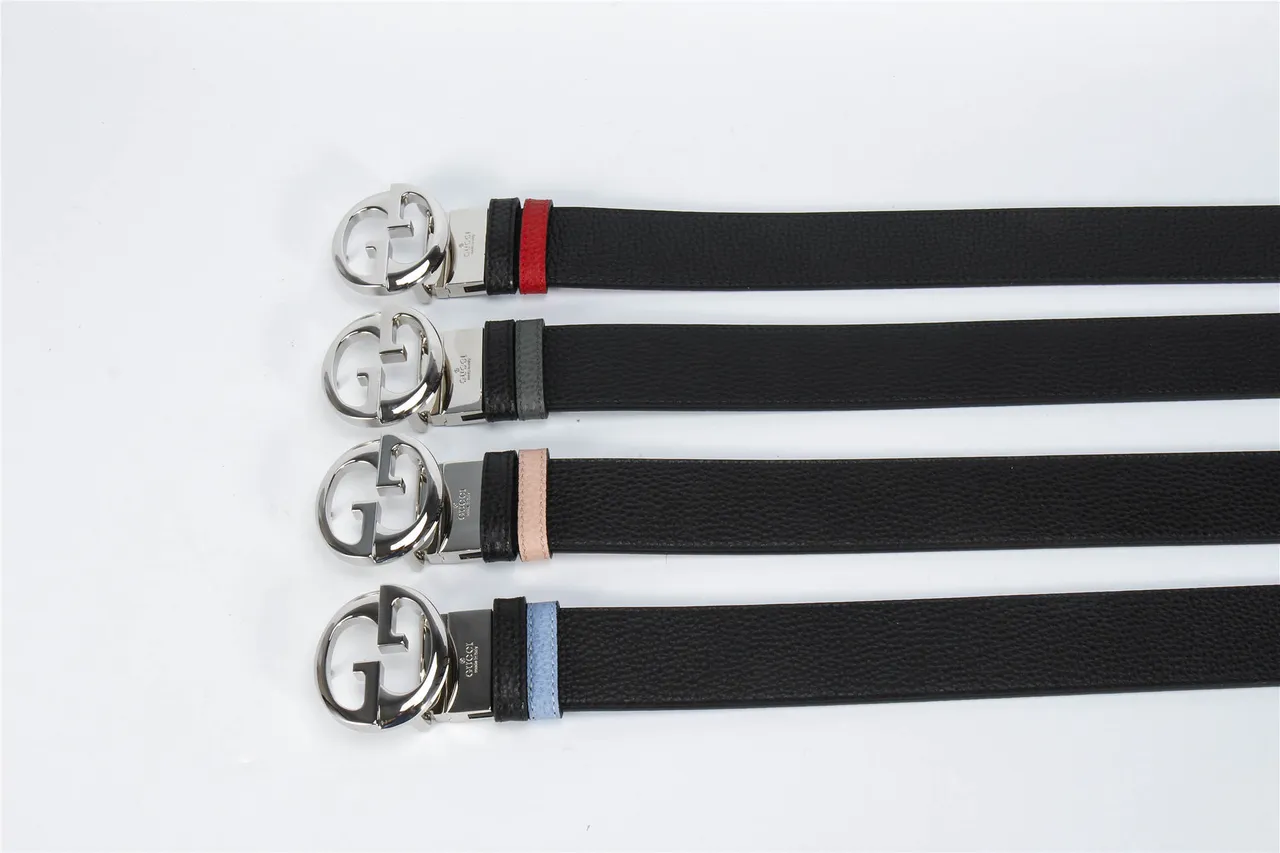 Gucci Black Blue Two-Tone Interlocking G Buckle Leather Belt 2