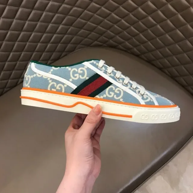 Gucci Blue Orange GG Monogram Canvas Midsole Stripe Lifestyle Sneakers 7