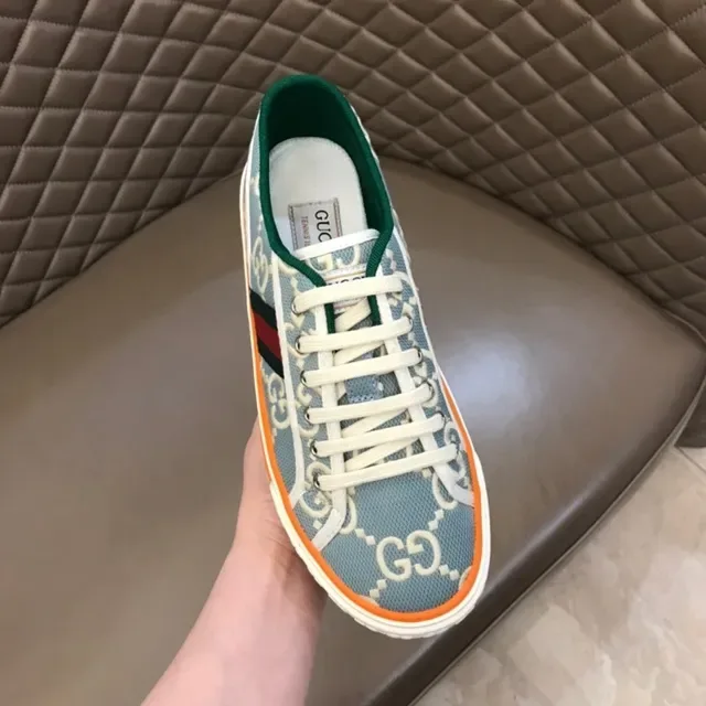 Gucci Blue Orange GG Monogram Canvas Midsole Stripe Lifestyle Sneakers 8