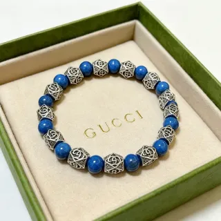 Gucci Pulsera de Piedras y Metal Alternante en Azul y Plata