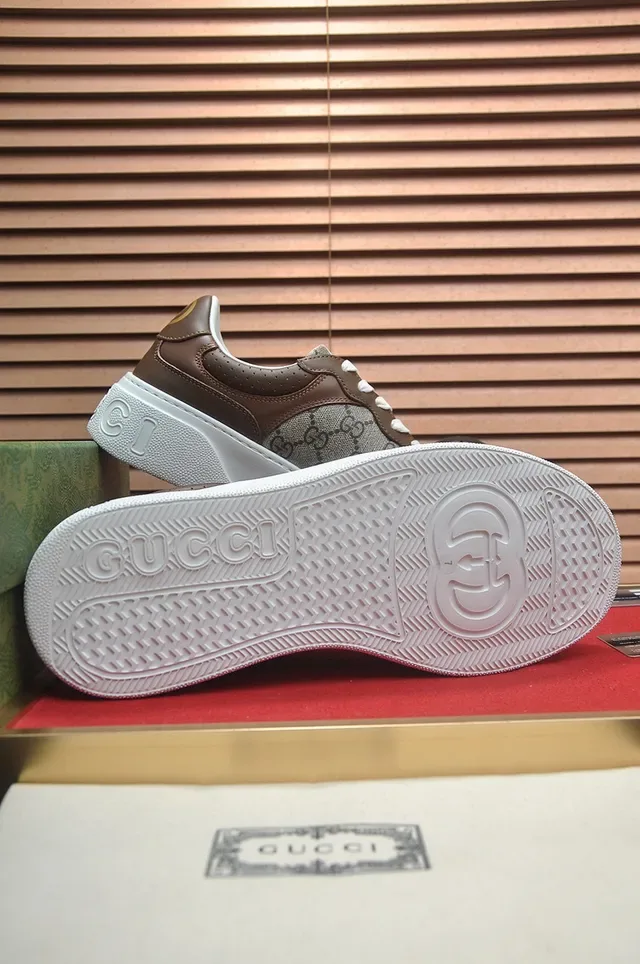 Gucci Brown Beige GG Monogram Canvas Leather Panels Lifestyle Sneakers 7
