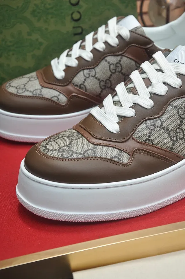 Gucci Brown Beige GG Monogram Canvas Leather Panels Lifestyle Sneakers 8