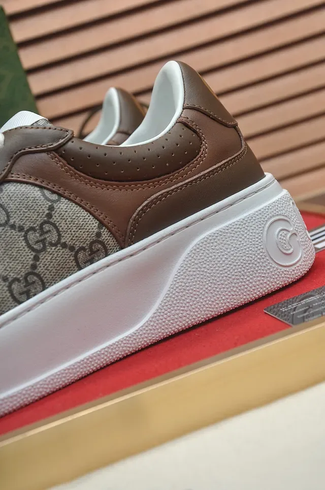 Gucci Brown Beige GG Monogram Canvas Leather Panels Lifestyle Sneakers 9