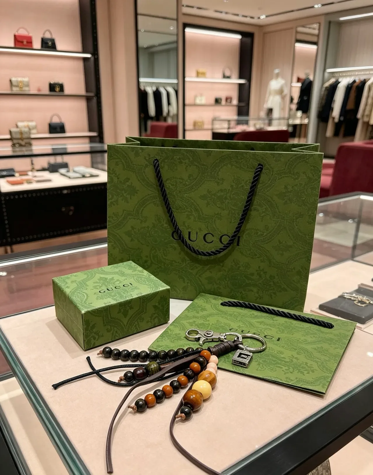 Gucci Brown Black Beaded Leather-Strapped Jewelry 5