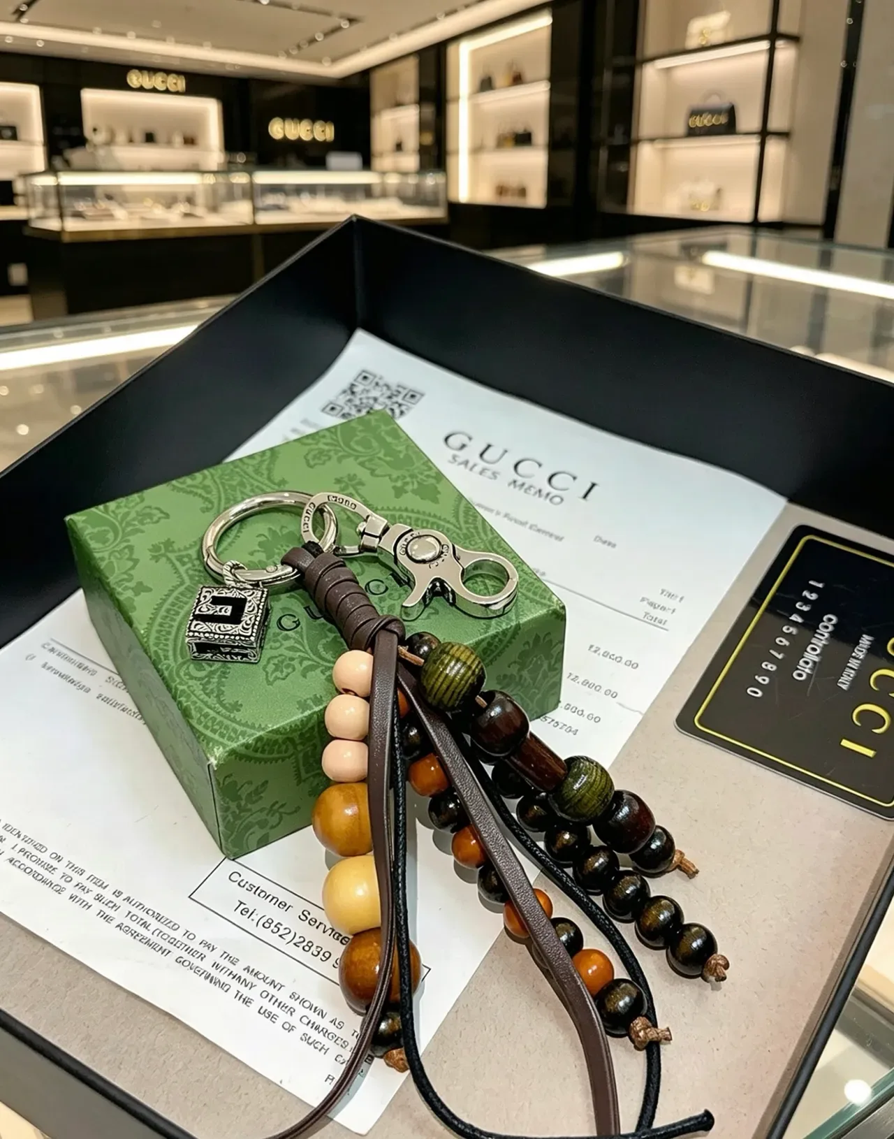 Gucci Brown Black Beaded Leather-Strapped Jewelry 6
