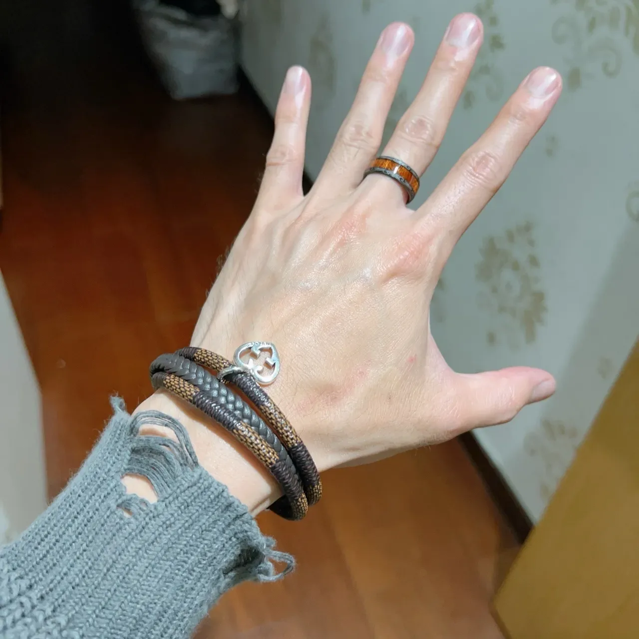Gucci Brown Silver Double-Wrap Braided Bracelet 8