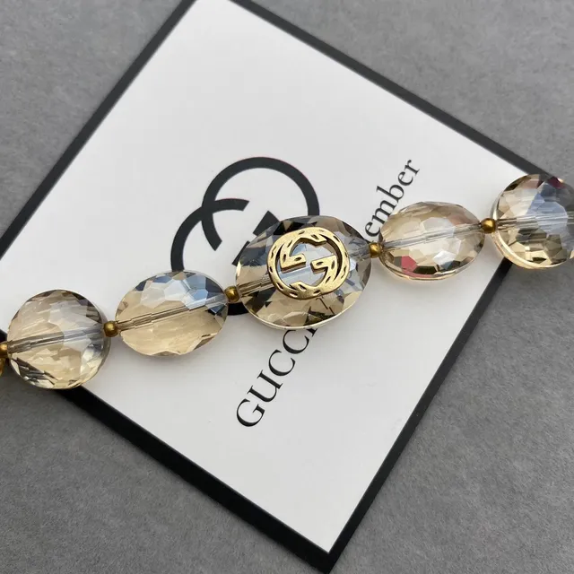 Gucci Crystal Bead and Floral Pendant Bracelet 4