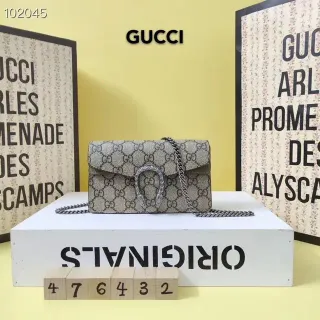 Gucci Dionysus Beige Black GG Monogram Canvas Horsebit Clasp Handbag