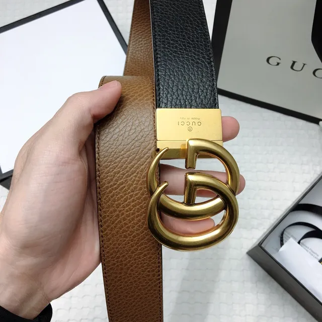 Gucci Double G Belt Black and Tan Reversible Leather Belt 8