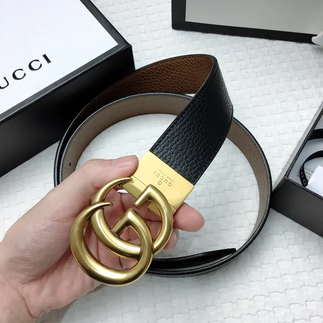 Gucci Double G Belt Black and Tan Reversible Leather Belt 9