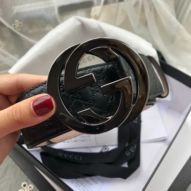 Gucci Double G Belt Black GG Monogram Leather Belt 2