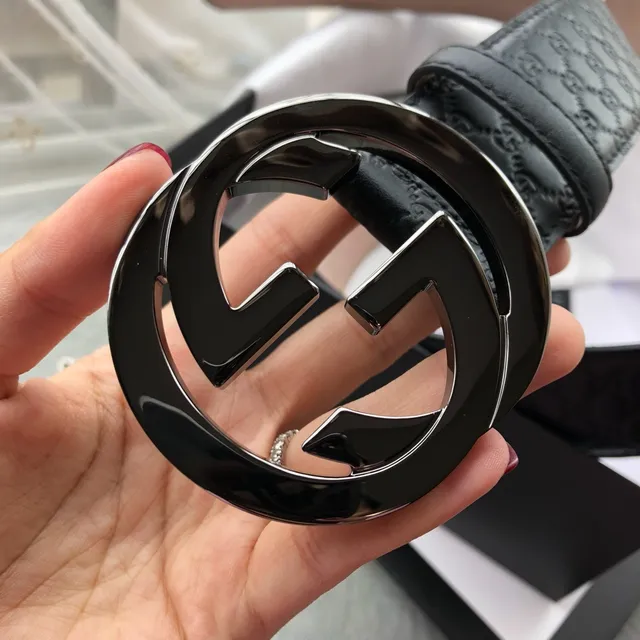 Gucci Double G Belt Black GG Monogram Leather Belt 4
