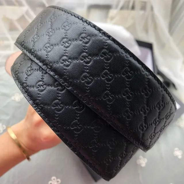 Gucci Double G Belt Black GG Monogram Leather Belt 5
