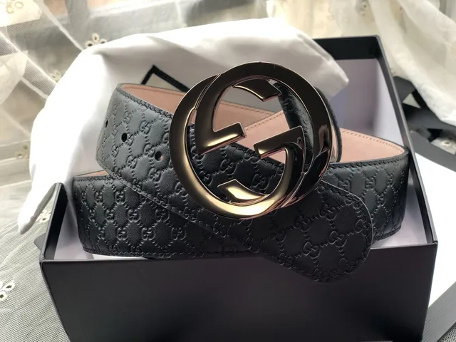 Gucci Double G Belt Black GG Monogram Leather Belt 6