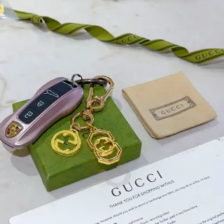 Gucci Double G Gold Green Metal Interlocking Logo Bracelet