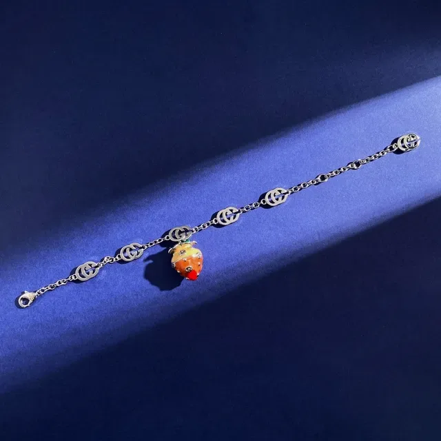 Gucci Double G Link Enamel Fruit Charm Bracelet 4