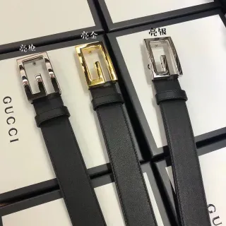 Gucci G-Buckle Black Silver Interlocking Polished Metal Finish Leather Belt