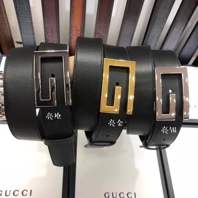 Gucci G-Buckle Black Silver Interlocking Polished Metal Finish Leather Belt 2