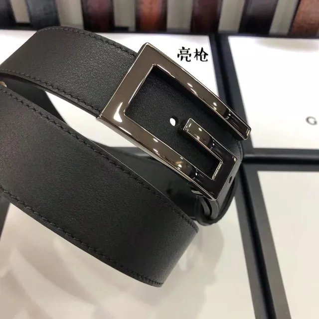 Gucci G-Buckle Black Silver Interlocking Polished Metal Finish Leather Belt 8