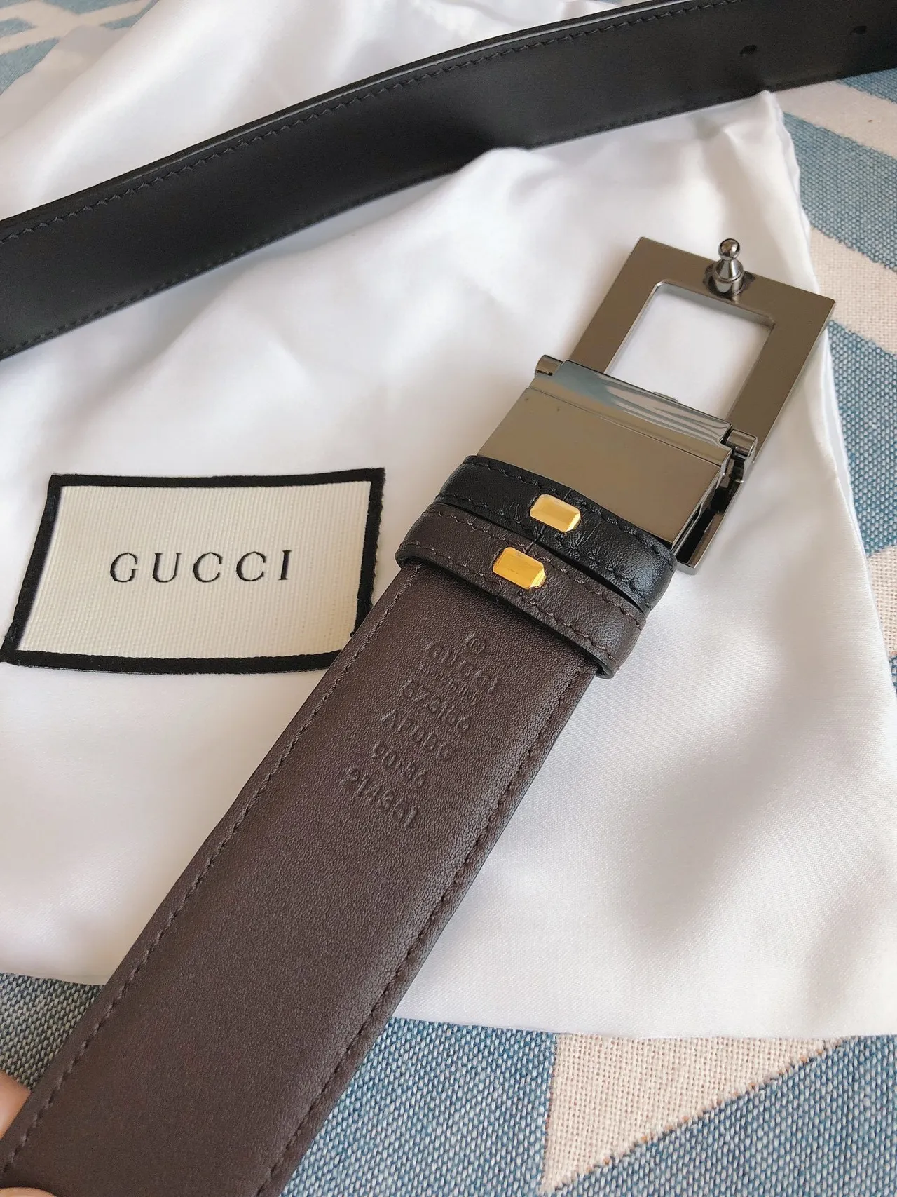 Gucci G-G Buckle Belt Black Brown Smooth Silver-Tone Leather Belt 5