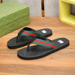Gucci GG-Embossed Web Strap Slippers