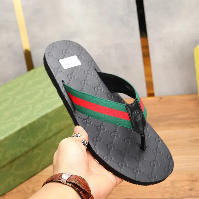 Gucci GG-Embossed Web Strap Slippers 2