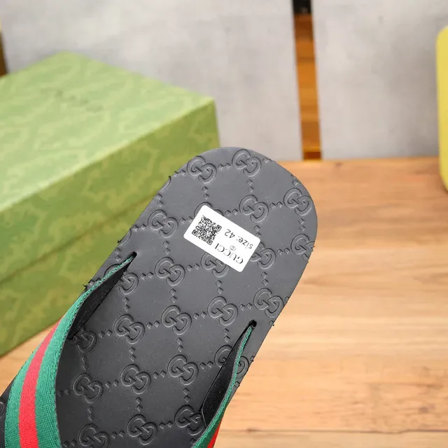 Gucci GG-Embossed Web Strap Slippers 6
