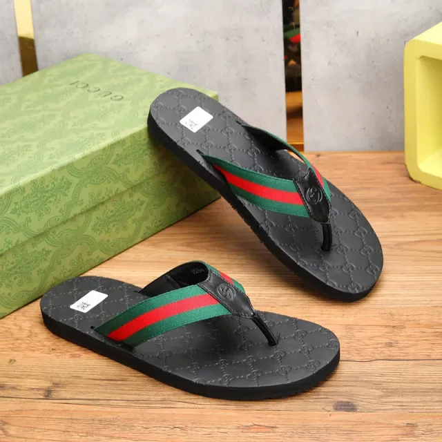 Gucci GG-Embossed Web Strap Slippers 7